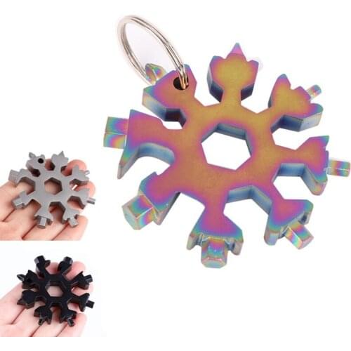 1PC 18 in 1 Multi-Function Wrenches Combination Portable Hex Wrench Multifunction Camp Survive Outdoor Snowflake Shape EDC Tools