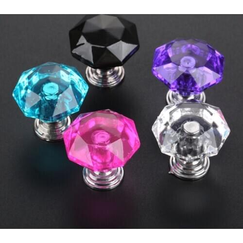 1Pc Crystal Knobs Furniture Diamond Wardrobe Drawer Pulls Kitchen Cupboard Door Handle Cabinet Knobs and Handle with Screw