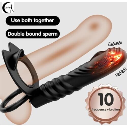 10 Frequency Double Penetration Anal Plug Dildo Butt Plug Vibrator For Men Strap On Penis Vagina Plug Adult Sex Toys For Couples
