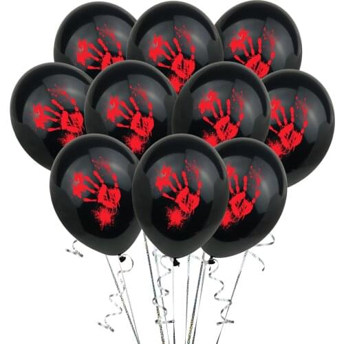 10Pcs 12inch Halloween Latex Balloons Pumpkin Ghost Blood handprint Skull Foil Balloons Inflatable Toys Party Halloween Supplies