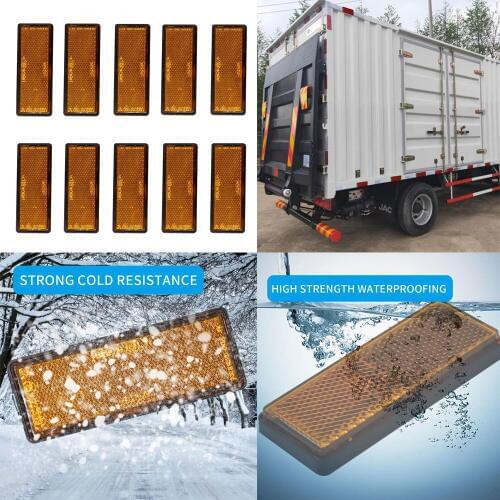10pcs Rectangular Stick On Reflective Reflector for Motorcycles Motor ATV Bikes Car Truck Trailer