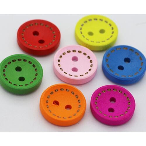 100pcs/lot Colorful Vintage Wooden Buttons Bulk Child Toy Crafts Accessories Wood Sewing Buttons Wood Craft MS 007