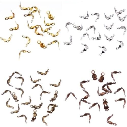 200Pcs 8mm Wholesale Calottes Tip Ends Folding Crimp Beads Connectors Cover DIY Jewelry Findings