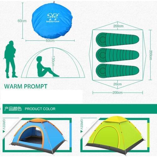 3 Person Caming Hiking Pop Up Tent Water Proof Backpack Design