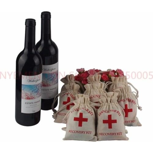 500pcs Hangover Kit Wedding Souvenirs Holder Bag 4"x6" Cotton Gift First Aid Gift Bags Party Favors For a Holiday Hand Made