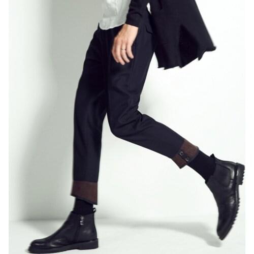 Free Shipping New Original Design Mens Male Clothing British Street Style Trousers Contrast Color Curling Tapered Casual Pants