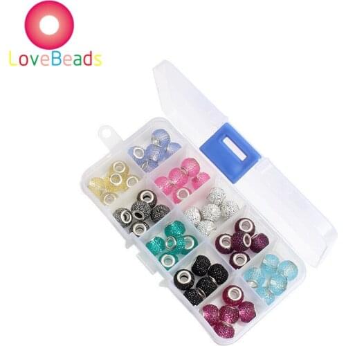 Hot Sale 10 Pcs Silver Plated European Murano Spacer Beads fit Charm Bracelets Bangles for Women DIY Crafts Beads Jewelry Perles