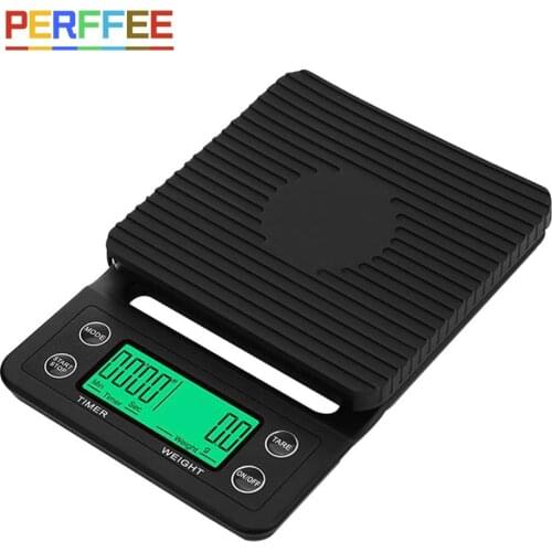 Coffee Scale with Timer 3kg/5kg 0.1g High Precision Tare Function LCD Backlight Display Kitchen Food Digital Electronic Scales
