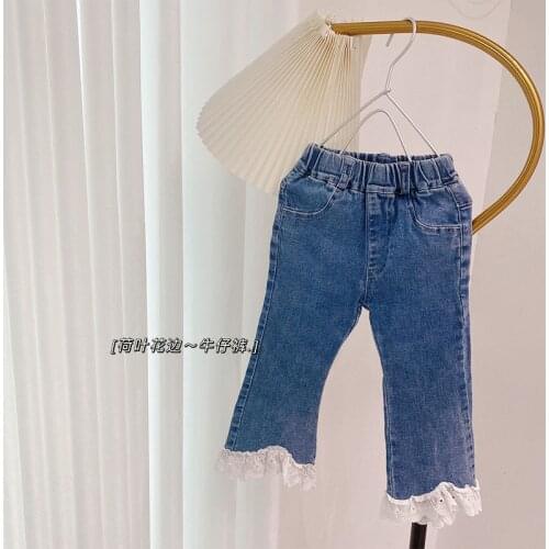 Girls Jeans Korean Loose Childrens Pants 2021 Spring And Autumn Fashion Boot Cut Baby Denim Pants