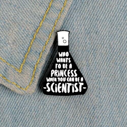 Scientist Enamel Pin Beaker Chemistry Experiment Brooches for Bag Clothes Lapel Pin Science Princess Badge Jewelry
