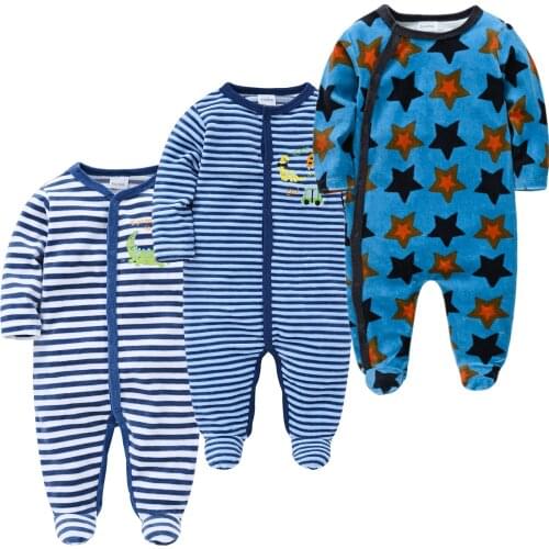 Roupas Bebe Fleece 3PCS Toddler Baby Pajamas Warm Winter Velvet Pyjamas Cartoon Sleepwear Boys Home Suit Fall Spring