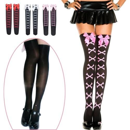 Bowknot Satin Frill Thigh Highs Sexy Women Fishnet high knee Tights Stockings Pantyhose Ladies Mesh sexy body