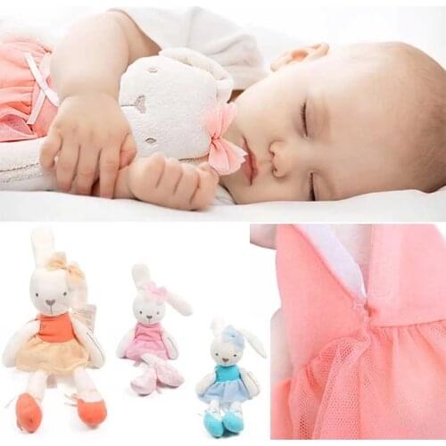 Bear Rabbit Toys 0-12 Month Pacifier Nipple Infant Cute Bunny Bed Stroller Plush Doll Pram Kids Animal Hanging Ring Toy игрушки