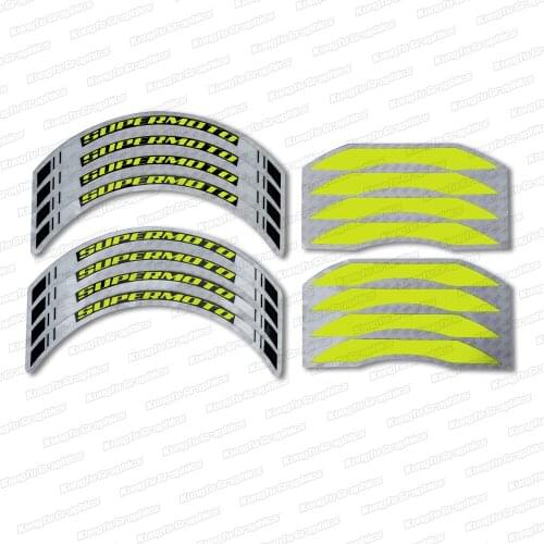 KUNGFU GRAPHICS 17 x 17 Inches Rim Stripes Decal Sticker Kit Wheel Decor for Supermoto Supercross EnduroYellow, Customizable