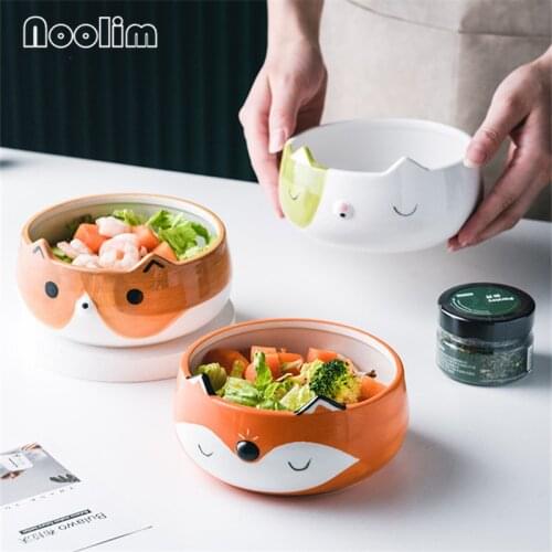 5.5 Inch Ceramic Cute Cartoon Animal Shape Rice Salad Dessert Bowl Kitchen Tableware Restaurant Instant Noodle Soup Bowl 770ML