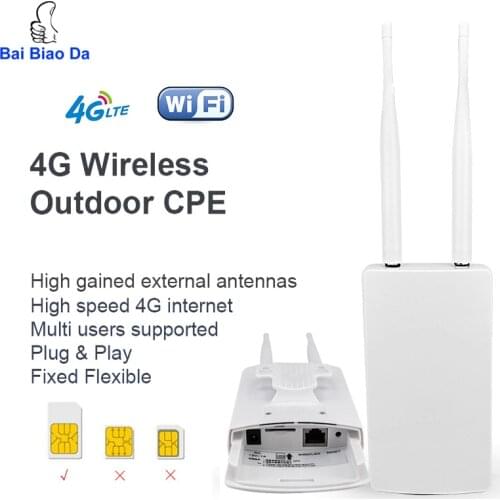 4G LTE CPE Wifi Router Unlock 4G 3G Mobile Hotspot WAN/LAN Port Dual External Antennas Gateway with Sim Card Slot Ethernet Modem