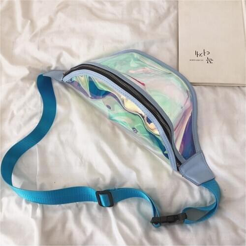 Women Fashion Pack PU Laser Packs One Shoulder Ladies Waist Bag Solid Pillow Packs