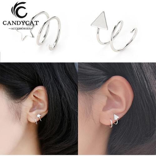 Trendy Korean New Clip Earrings For Women Simple Personality Star Triangle No Pierced Earring Fashion Jewelry Gifts Wholesale