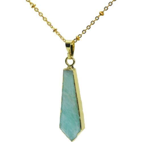 Green Blue Marble Fashion Jewelry natural stone arrow head charm necklace women gold bezel sword amazonite pendant necklace