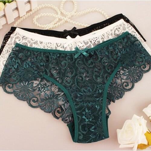OIONINOS 1 Pcs Women Sexy Full Lace Panties High-Crotch Transparent Floral Bow Soft Briefs Underwear Culotte Femme