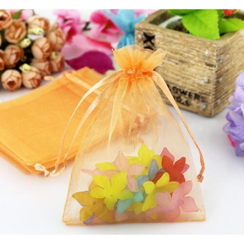 Wholesale 1000pcs Champagne Organza Bag 9x12cm Small Jewelry Packaging Bag Organza Pouches Cute Wedding Drawstring Gift Bags