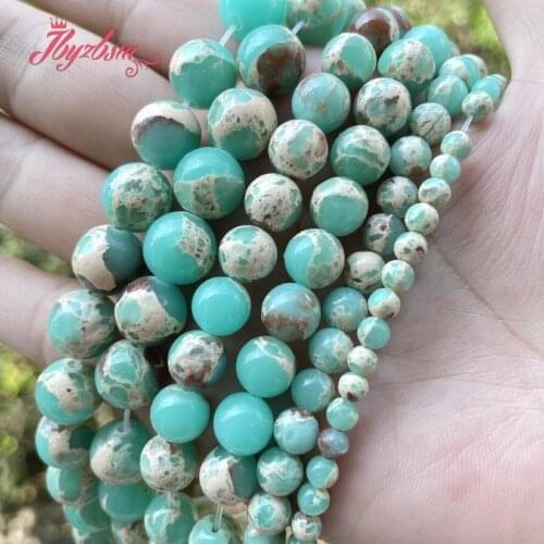 Round Blue Lake Sea Sediment Smooth Loose Spacer Stone Beads 4/6/8/10mm For Jewelry Making DIY Necklace Bracelet Strand 15"