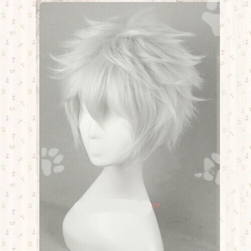 Gintama Gintoki Sakata Cosplay Wig Short Silver White Heat Resistant Synthetic Hair Perucas Wigs + Wig Cap