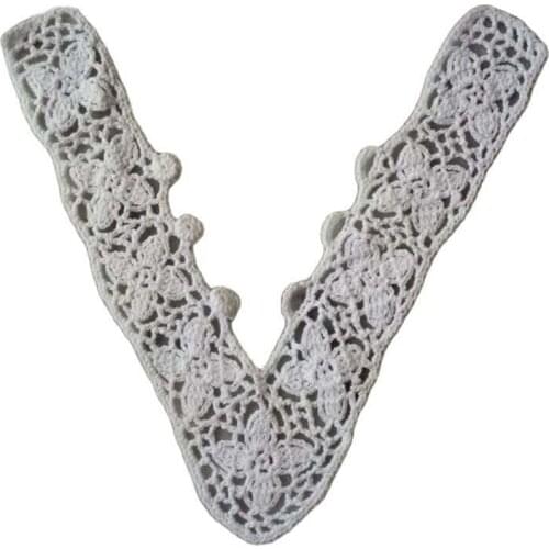HOT cotton Handmade White crochet flower lace collar Fabric Sewing Applique DIY guipure dubai ribbon trim neckline wedding decor
