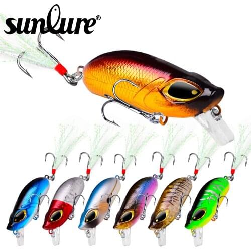 Sunlure 7PCS Minnow Baits 5cm-8g Topwater Fishing Lures Floating Crankbaits Wobblers Artificial Hard Baits With Feather Hook