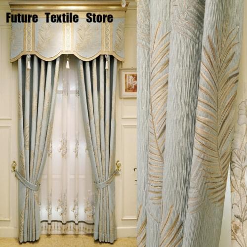 New Chenille Jacquard Upscale Living Room Bedroom Atmosphere Pastoral Northern European Curtains for Living Room Bedroom