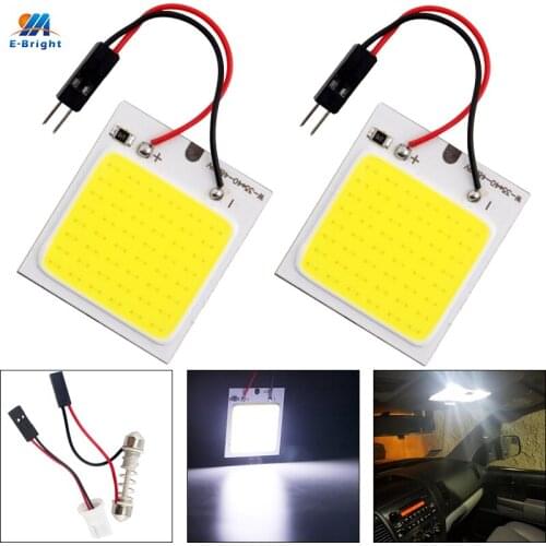 LED Car Reading Panel Lights COB White Bulbs With T10 C5W Festoon Adapter Auto Dome Map Light Interior Lighting 12V 48SMD 2PCS