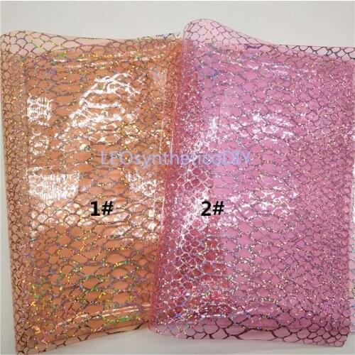 1PC 21X29CM See Through Glitter Snake Faux Leather Fabric, Synthetic Leather Fabric For Making Bows LEOsyntheticoDIY T243