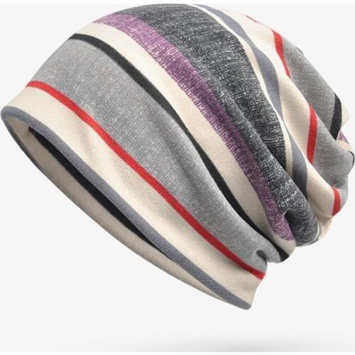 Spring autumn stripes headscarf hat comfortable dual use peaked cap bucket hat beanie cap Bonnet chapeau Panama Hats for women