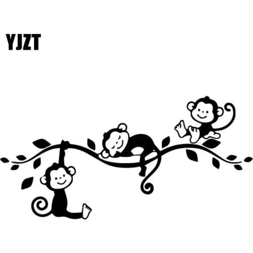 YJZT 17.5CM*8.6CM Monkeys Playing On Branches Car Door Car Sticker Decor Vinyl Decal Black/Silver C4-1870