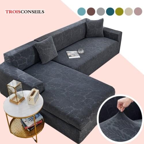Jacquard Sofa Chaise Cover Lounge Corner Sofa Cover for Living Room Stretch Sofa Slipcover Furniture Protector L Shape Need 2pc