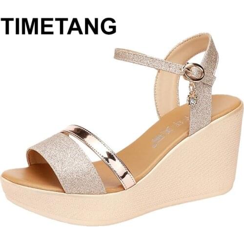 TIMETANG 2021 Large size 32-43 super high heel sandals womens wedding shoes platform wedge sandals party shoes summer