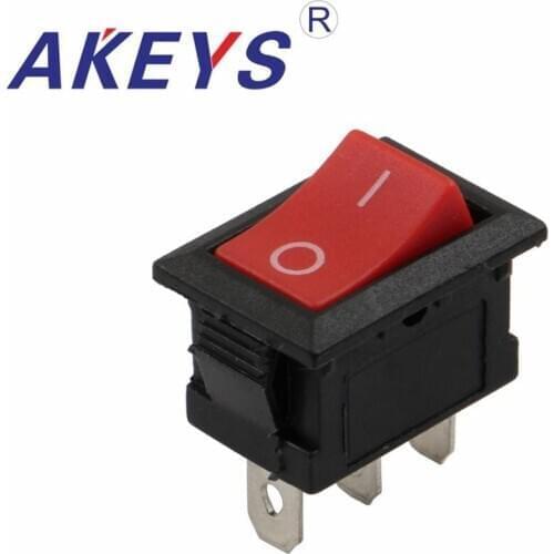 10PCS KCD1-116A-3P 3PINS 15*21mm second gear Power switch rocker switch with red buttons