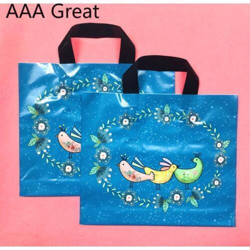 150Pcs/Lot Plastic Packaging Bags With Handle Gift Bags Flowers Animal Christmas Supermarket Birthday Wedding Party Pouches Cake