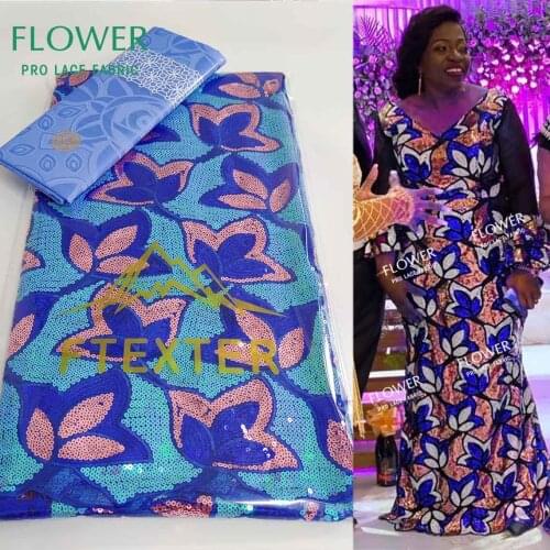 2.5+2.5 Yards Net Lace With Sequined Bazin Riche Lace African Net Tulle Lace Nigerian Women Sewing Dresses Mesh Lace Materials