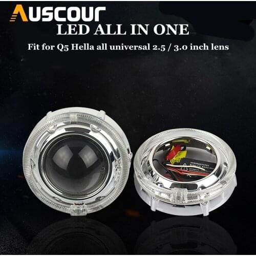 2pcs 3.0 inch for led day running angel eyes BIxenon Projector lens shrouds white color hid xenon kit headlight car styling