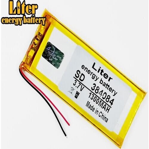 3.7V 1300mAh lithium Tablet polymer battery 384084PL navigator MP3 GPS universal rechargeable battery