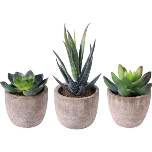 3pcs Artificial Succulent Plants Mini Artificial Bonsai Fake with Pots Decorative Ball Plants Artificial Flower Mini Plants
