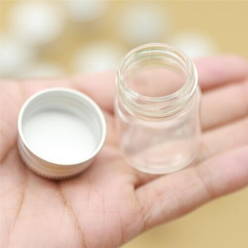 50pieces 30*40mm 15ml Small Glass bottle Silver Screw Cap Test Tube Tiny Storage & jars Containers Glass Spice Vial Bottles