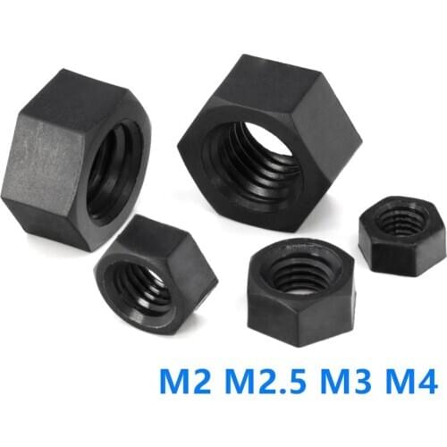 50Pcs M2 M2.5 M3 M4 Black Nylon Hex Nut Hexagon Plastic Nuts