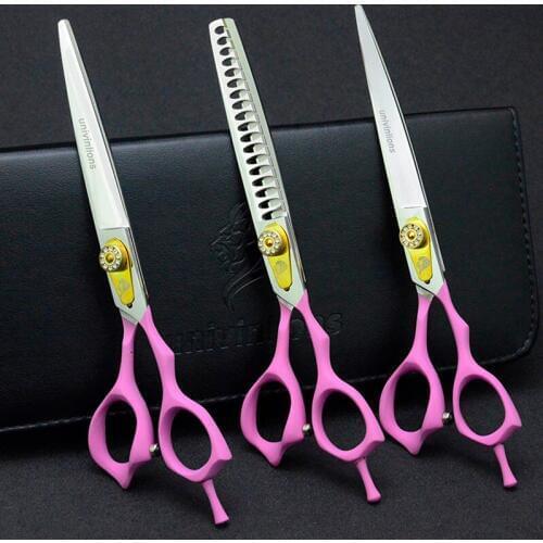 7" Pet Dog Gromming Scissors Kit Pet Cutting Scissors for Dog High Quality Straight & Thinning & Curved Scissors Stainless Steel