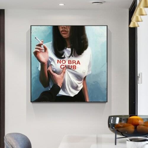 Abstract No Bar Club Girl Canvas Paintings Posters and Prints Modern Bad Girls Wall Art Pictures for Living Room Home Decoration