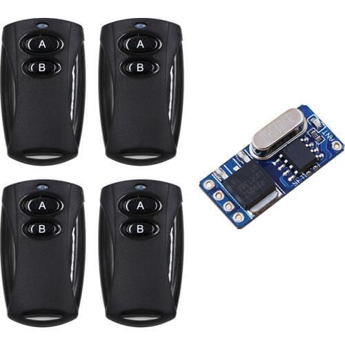 315Mhz Wireless Micro Remote Control Switch Mini Receiver 3.5v 3.7v 5v 6v 7.4v 8.4v 9v 12v Small Receiver + 4 Transmitter