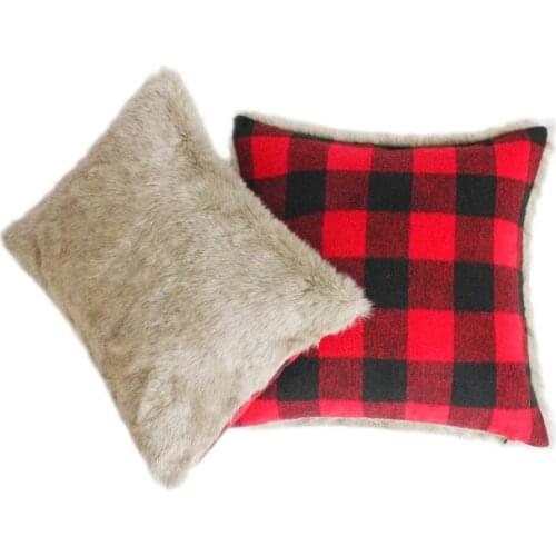 Lattice Sofa Bed Decorative Cushion Cover with Faux Fur Backing Throw Pillow Case Home Decor Cushion Case Quality First
