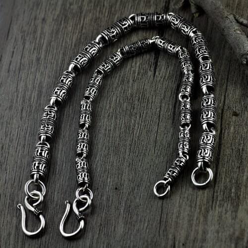 Men Bracelet Thai Silver Devanagari Bracelet Mens Six Words Mantra Bracelet Lucky Security Bracelet 925 Sterling Silver Jewelry