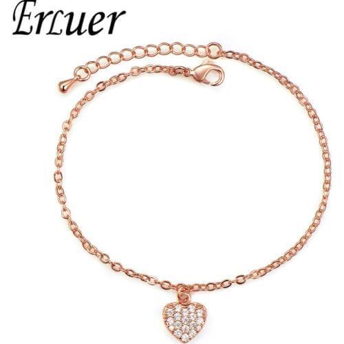 ERLUER Trendy Silver Color Heart Bracelets & Bangles for women Cubic Zirconia elegant fashion wedding Bracelets Brands Jewelry